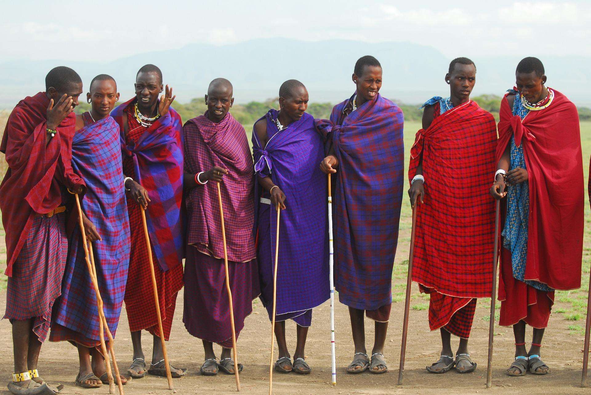 Maasai Men Traditional Culture Group Tribe